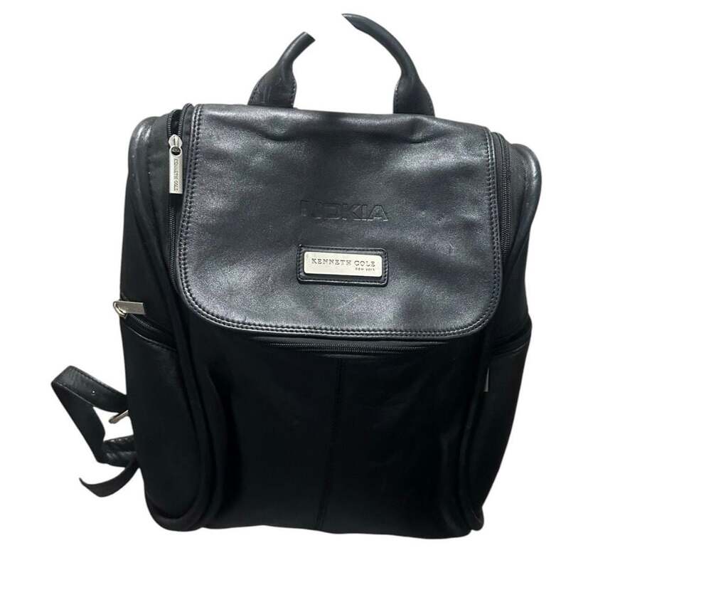 Kenneth Cole New York Black Leather Business Backpack with Nokia Branding